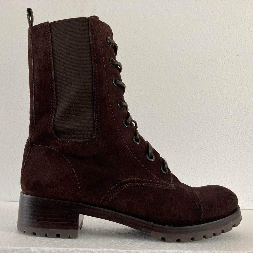 Tory Burch "Broome" Suede Leather Combat Lace Up Boots Women's Size 9